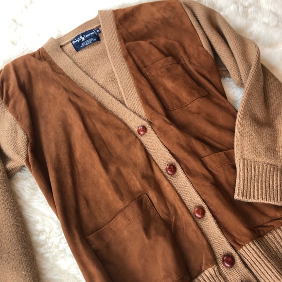 Ralph Lauren Sweaters - Vintage Ralph Lauren Suede Front Sweater S